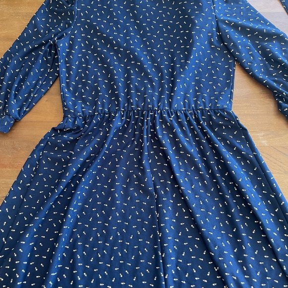 Tabby of California | Vintage Career Dress Blue Women’s Size 6 with Rose Pattern - Picture 3 of 10